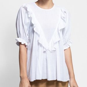 THE GREAT. The Ruffle Triangle Top